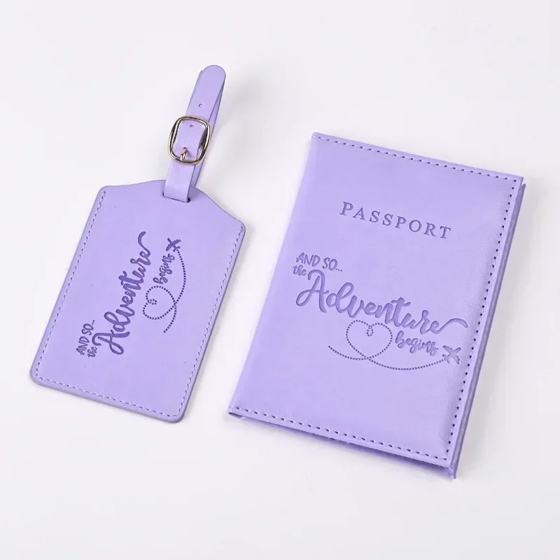Index Card Holder - Porte-passeport en cuir PU violet, clip